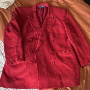 Austin Reed Red Double-Breasted Wool Pea Coat